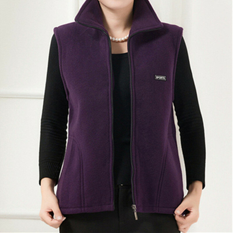 UHYTGF Fleece Coat For Women's Vest 2023 New Autumn Sleeveless Vests For Women Jacket Fashion Zipper Casual Waistcoat Female 442