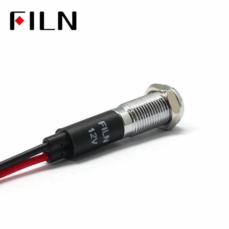 FILN-indicador de batería para salpicadero de coche, símbolo led rojo, amarillo, blanco, azul, verde, 12v, cable de 20cm, 8mm