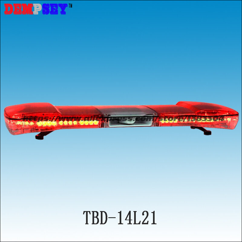 Barra de luz LED de advertencia de emergencia, TBD-14L21 con altavoz de 100W, luces de advertencia súper brillantes de DC12V /24V, LED rojo, barra de luz de policía/fuego