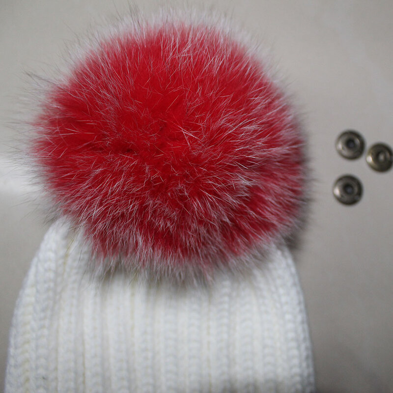 DIY 14-15 ซม.จริงฟ็อกซ์ขนสัตว์ Pompons ขนสัตว์ธรรมชาติ Pompom Fluffy Pompom Ball Fur Pom Poms สำหรับหมวกถักหมวก beanies พวงกุญแจ