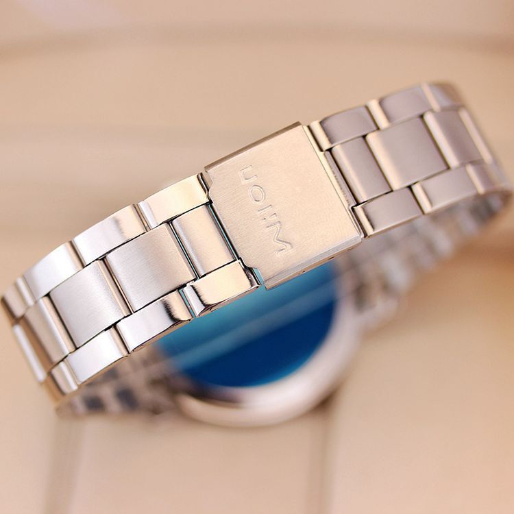 ブランド女性男性カップルビジネスカジュアル腕時計公式本物のスポーツフルステンレス鋼古典的な秒針黒腕時計