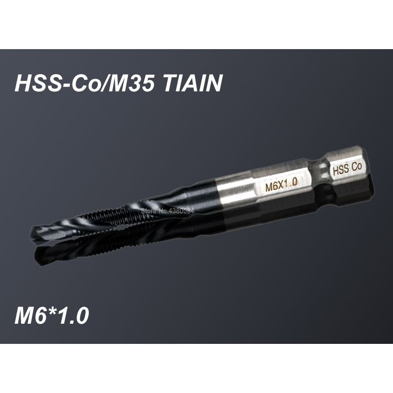 1Pc 6 ミリメートルコバルト HSS スパイラル指摘複雑なタップ TIAIN M35 ステンレス鋼タッピング面取りツール六角シャンクメトリック m6 * 1.0