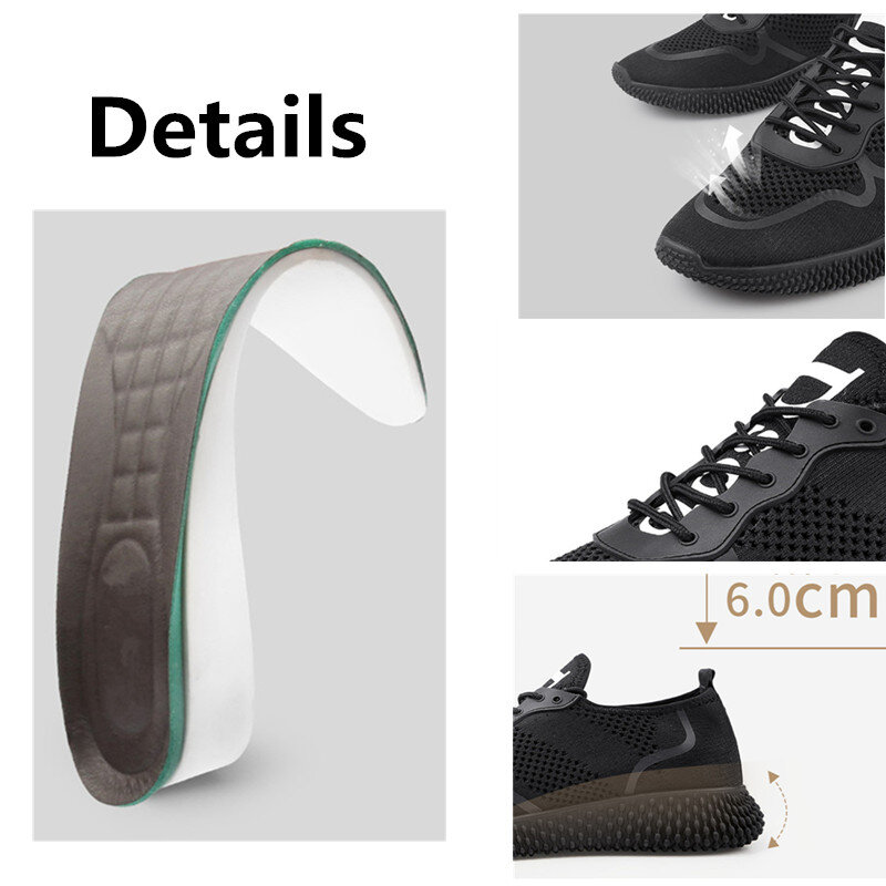 Chaussures de sport décontractées en maille aérée avec élévateur Invisible, baskets d'été augmentant la hauteur de 2.36 pouces