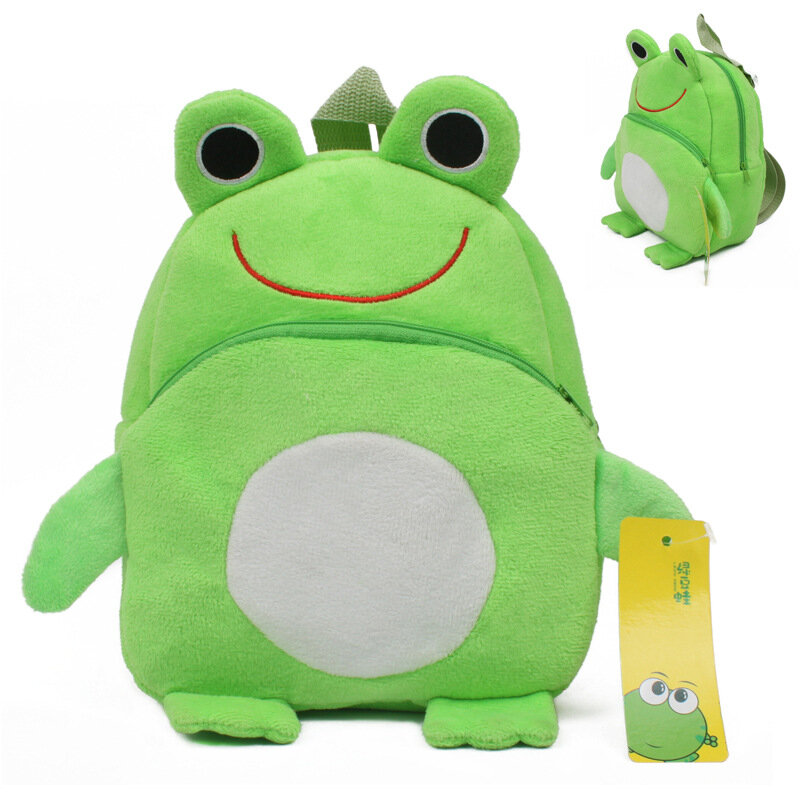 Good quality kindergarten baby boy girl plush schoolbags frog pattern children mini satchel backpacks candy bags toy
