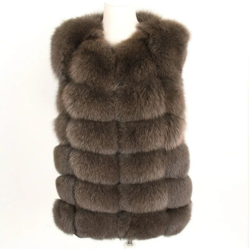Maomaokong-Manteau d'hiver en fourrure de renard véritable pour femme, manteau en émail naturel, gilets pour femme, veste en fibre