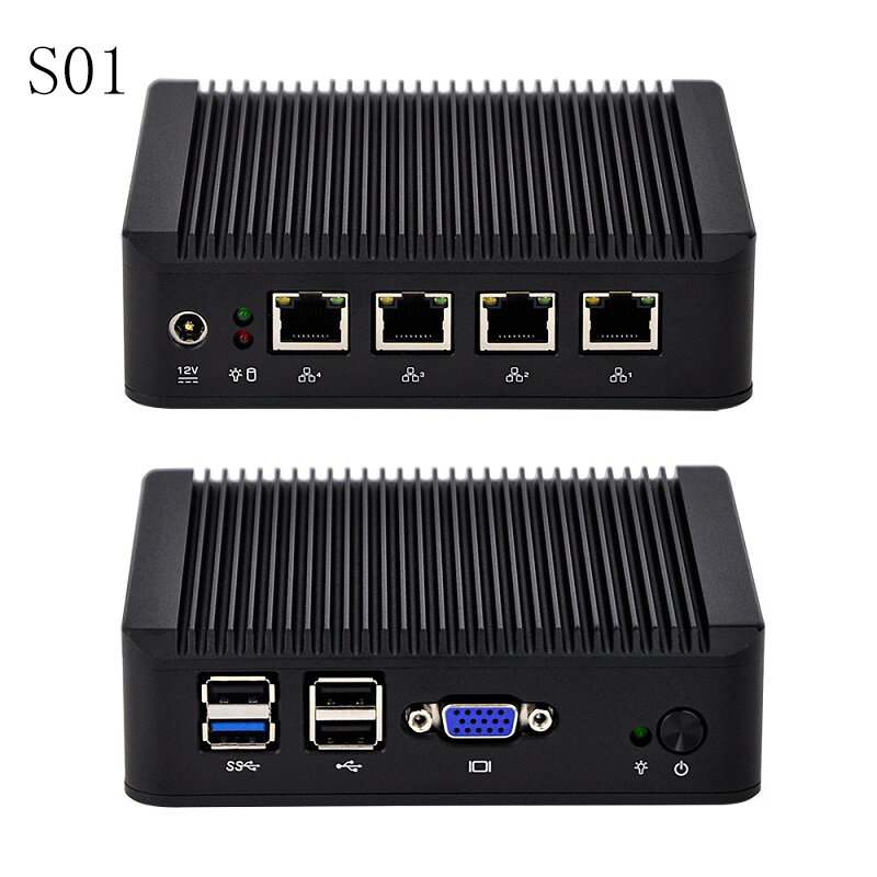 Qotom Mini Pc Q190G4U Met 4 Gigabit Nic Te Bouwen Een Router Firewall, Fanless Apparaat, j1900 Mini Pc Quad Core 2 Ghz