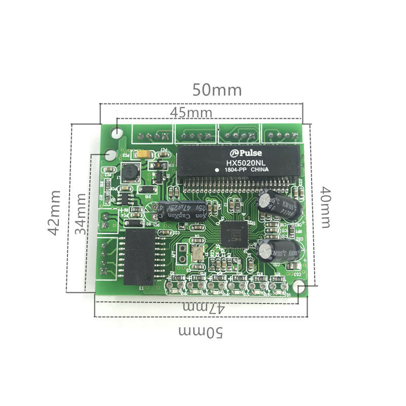 เกรดอุตสาหกรรม 10/100 Mbps อุณหภูมิกว้าง low power 4/5 พอร์ตสายไฟ splitter mini pin ประเภทเครือข่าย micro switch โมดูล
