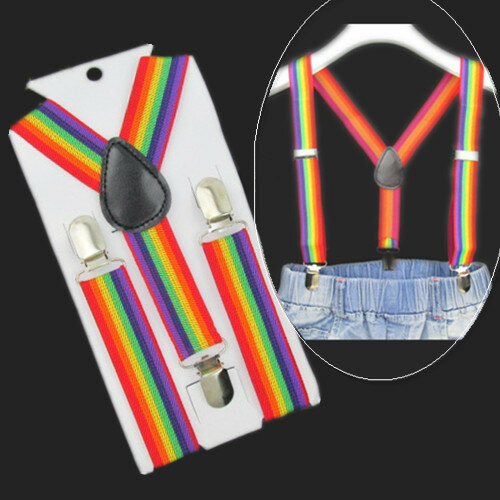 Tirantes de rayas de arcoíris para bebé, BD011-S-Fashion, 2,5x65cm, 3 clips, accesorios de ropa para niños