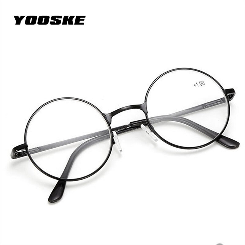 YOOSKE Retro Men Round Reading Glasses For Harry Potter Metal Frame Glasses Women Hyperopia Prescription glasses +1.0 2.5 +4.0