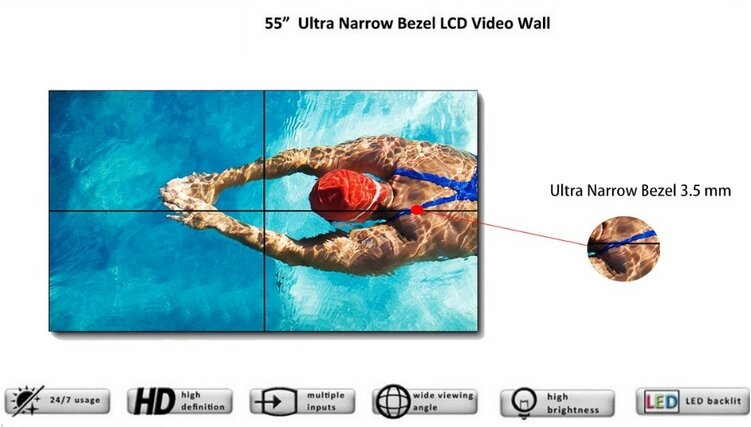 홈 시어터 46''55 ''패널 3.5mm 베젤 접합 빅 멀티 미디어 디지털 디스플레이 플레이어 HD led lcd 비디오 월