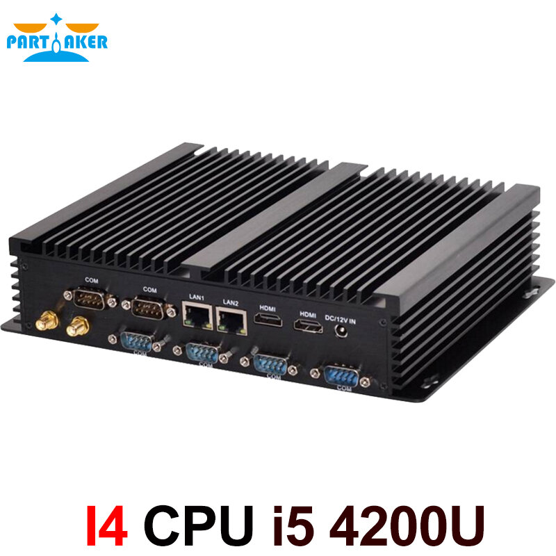 6 RS232 COM 포트 듀얼 HDMI 산업용 2 이더넷 미니 PC, 인텔 i3 4005u 4010u i5 4200u i7 4510u 프로세서