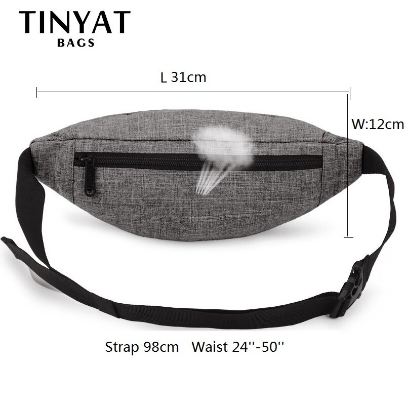 TINYAT-Bolsa de cintura de lona funcional para homens e mulheres, Fanny Pouch, Banana Bags, Hip Bag, Banana Pack, cinto de telefone, casual, masculino