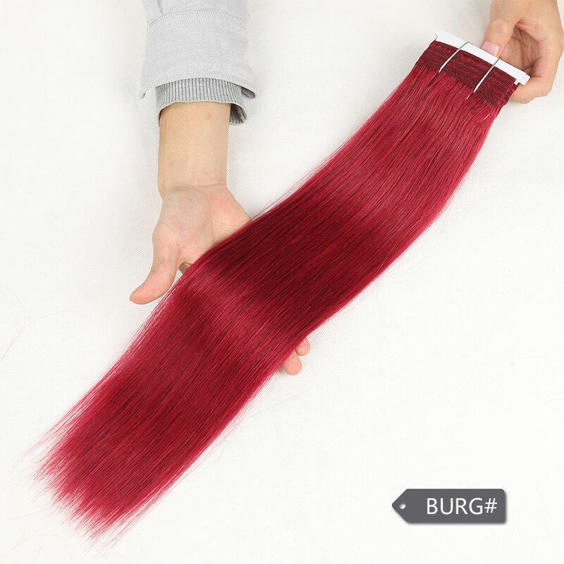 Mechones de cabello liso brasileño elegante, cabello humano Natural de doble estiramiento, Remy, solo 27 #30 #6 #8 #, rojo/99J, 1 unidad