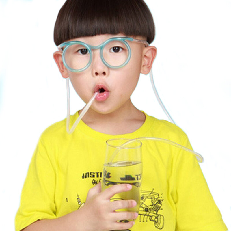 Funny Soft หลอดแว่นตายืดหยุ่น Tabung Minum วันเกิด Holiday Party อุปกรณ์เสริมพลาสติกหลอดดื่มเด็กของขวัญ