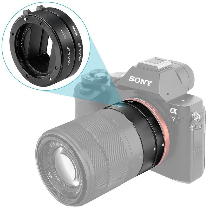 Удлинительное Кольцо Meike с автофокусом для макросъемки Sony E-Mount A6300 A6500 A6000 A7 A7II A7III A7SII NEX-7 NEX-6 NEX-3N NEX5R NEX-5