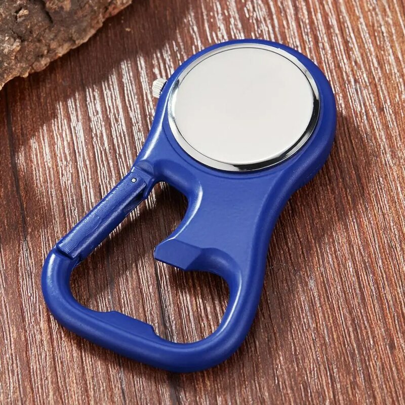 Multifunctional Clip-On Carabiner Pocket Watch Nurse Watch Compass Bottle Opener for Doctors Chefs Luminous Outdoor Sport Clock