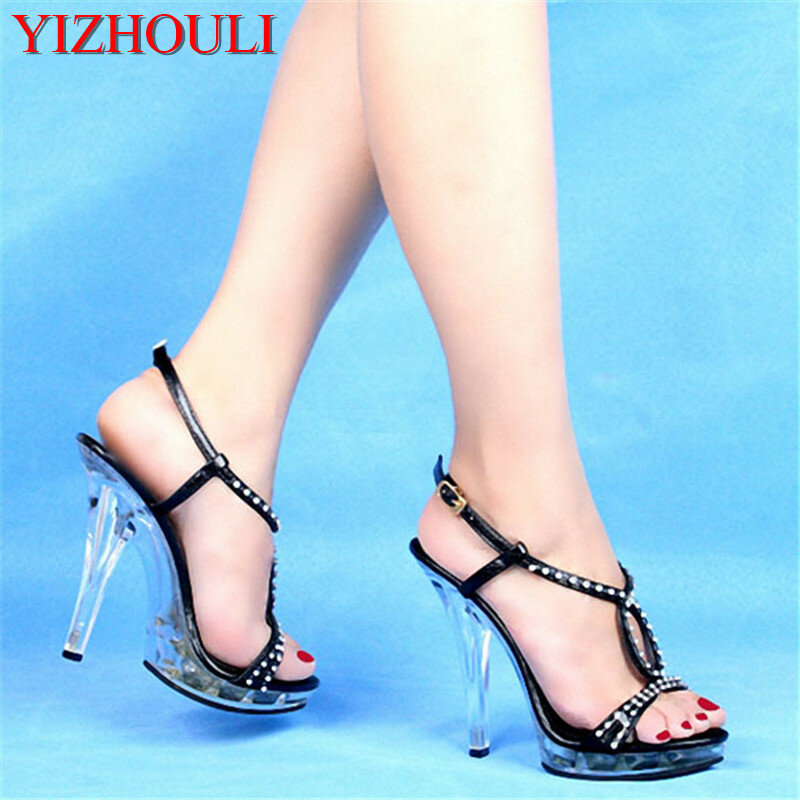 12CM shoes high heels with water drill sandals wedding dress shoes for the stage performance of the new women's Dance Shoes