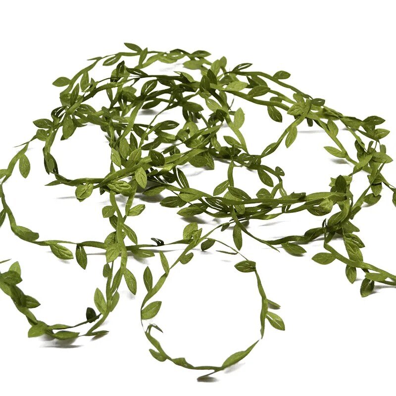 Шелковые листья ручной работы, искусственные зеленые листья для свадебного украшения, венок «сделай сам», подарок, скрапбукинг, рукоделие, искусственный цветок, 10 метров