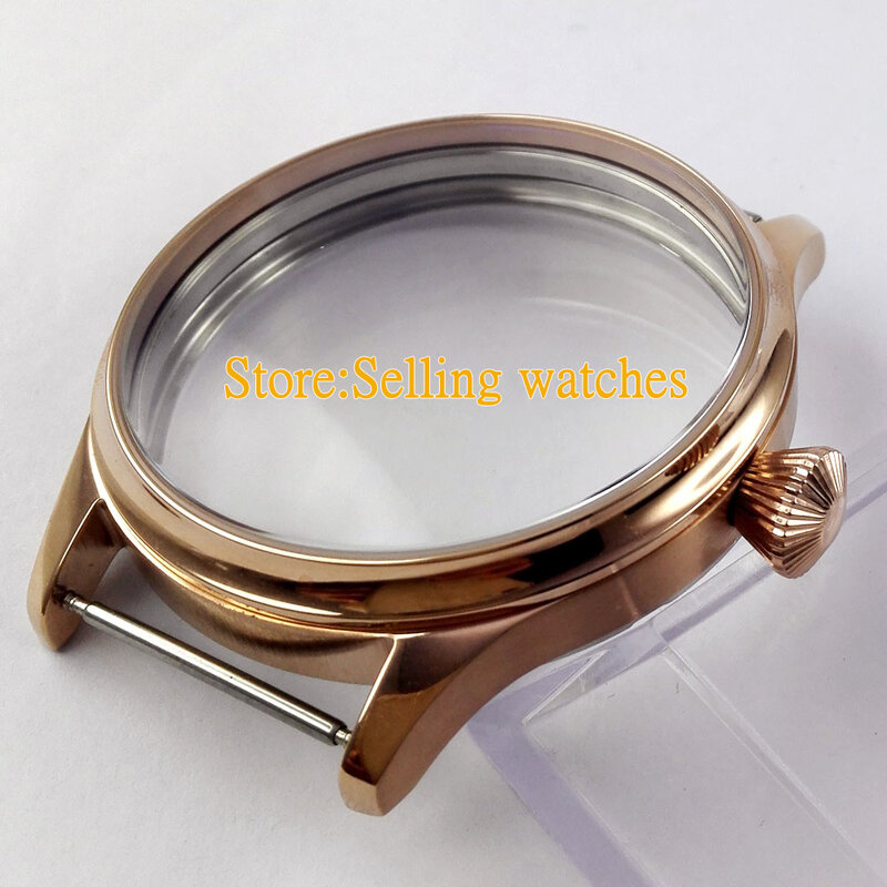 44mm Watch 316L stainless steel rose golden plated CASE fit 6498 6497 movement