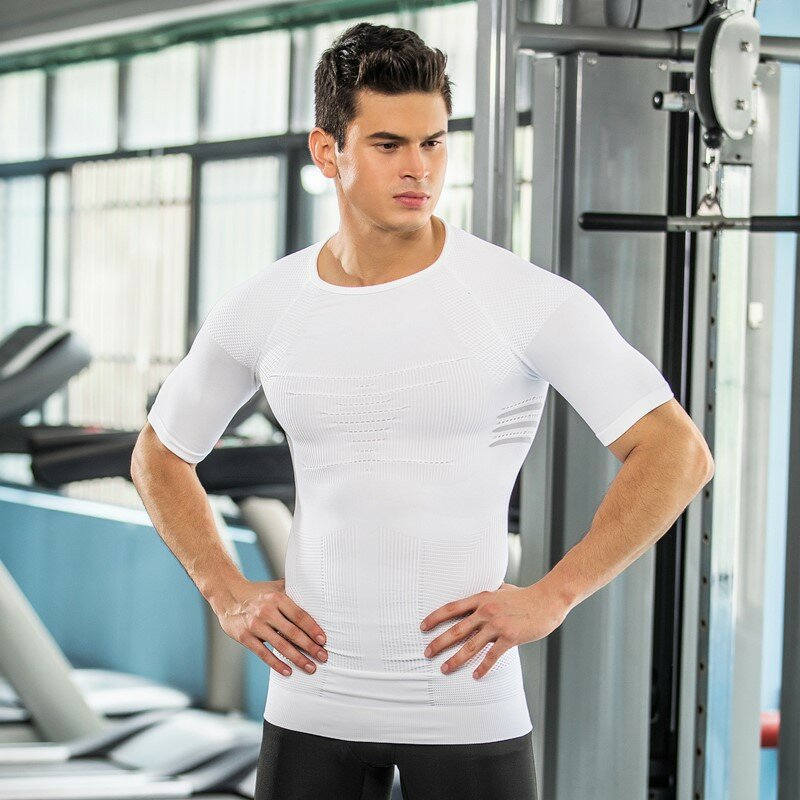 Modelador de barriga para homens, modelador queimador de gordura, corretor de postura, musculação, sem costura, respirável, tops masculinos apertados