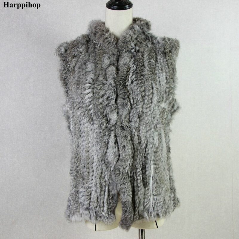 Chaleco de piel de conejo para mujer, abrigo cálido con variedad de colores, color caqui, negro, gris, talla grande, a la moda, nuevo
