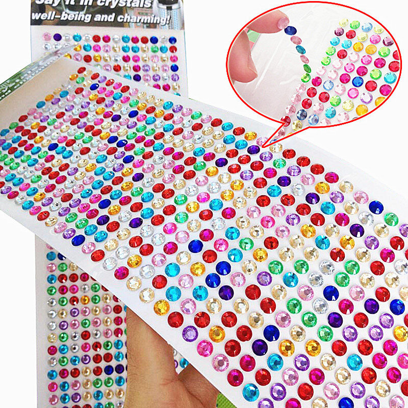 504 pcs 6mm Rhinestone Applique DIY Scrapbooking ตกแต่งอะคริลิคเรซิ่นเพชรสติกเกอร์วางบนโทรศัพท์กรณีสติ๊กเกอร์ติดผนัง