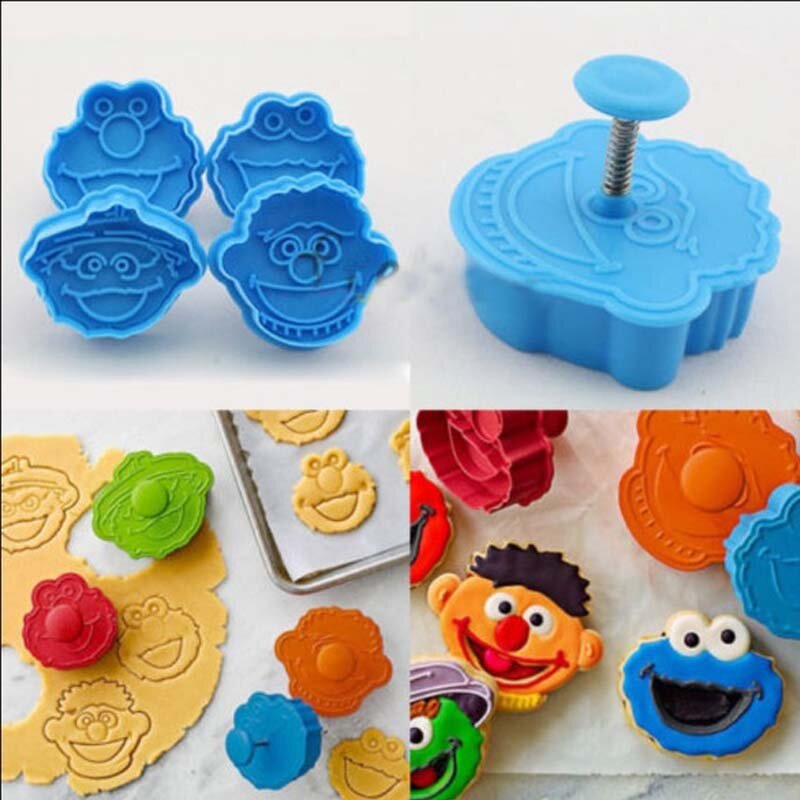 2019 heißer Verkauf 3D Sesame Street Elmo Cookie Keks Cutter Hand Stempel Presse Plunger Cutter Mold