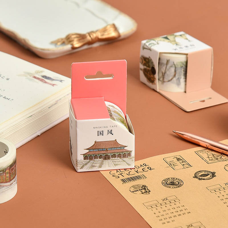 Cinta de Papel Washi en caja, serie de cinco reinos, Chino/japonés/Tailandia/indio/Europa, decoración creativa Diy, pegatina de cuaderno de bocetos