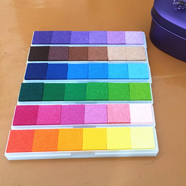 6 cores/conjunto longo inkpad artesanato óleo baseado almofadas de tinta diy para selos de borracha scrapbook impressão digital selo almofada crianças arte fornecimento