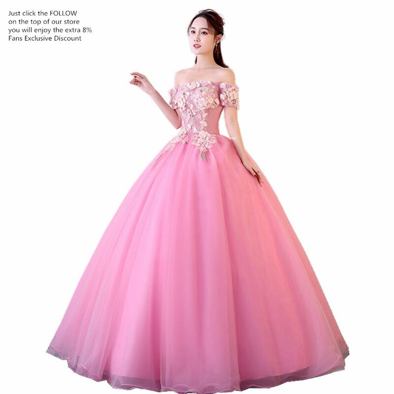 Ruthshen-vestidos de Quinceañera de princesa rosa, cuello Barco, manga corta, apliques, dulce vestido de quinceañera 16, 2023
