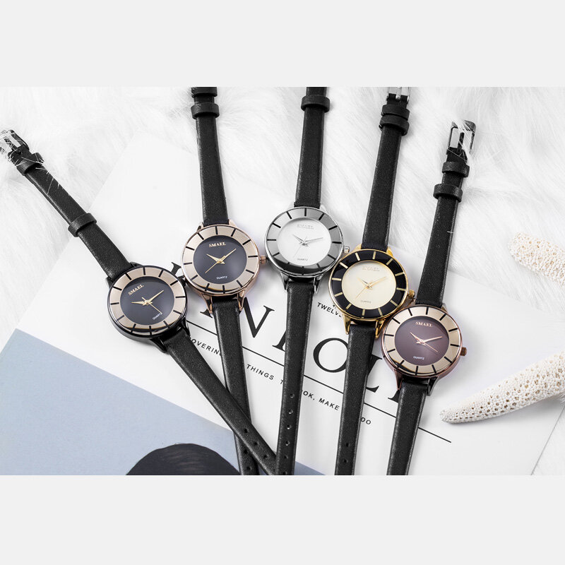 SMAEL Quartz Wristwatches For Female Rose Gold Ladies Watch Waterproof Sport Women Casual Leather 1909Women Watches Luxury Brand