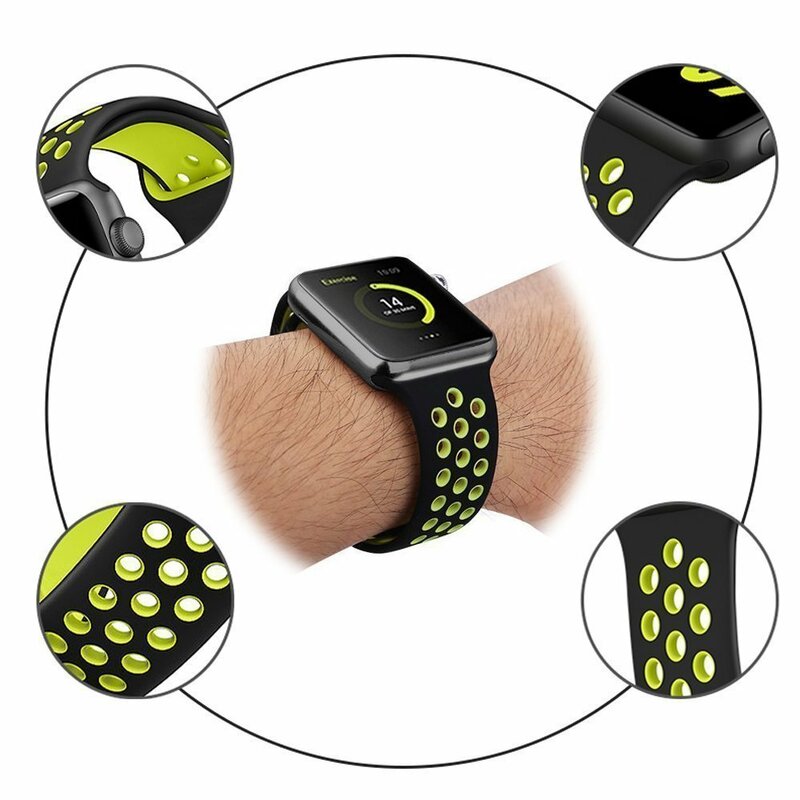 Deporte correa de silicona para Apple watch bandas 4 42mm 44mm correa Apple watch 38mm 40mm pulsera reloj de pulsera iwatch 4/3/2/1 Nike