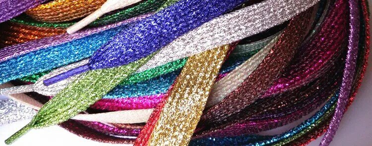 แวววาวระยิบระยับ Gold และ Silver สีสันสดใส Shoelaces 16สี110ซม.Sepatu Kets Olahraga Laces Bootlaces รองเท้า Laces Strings