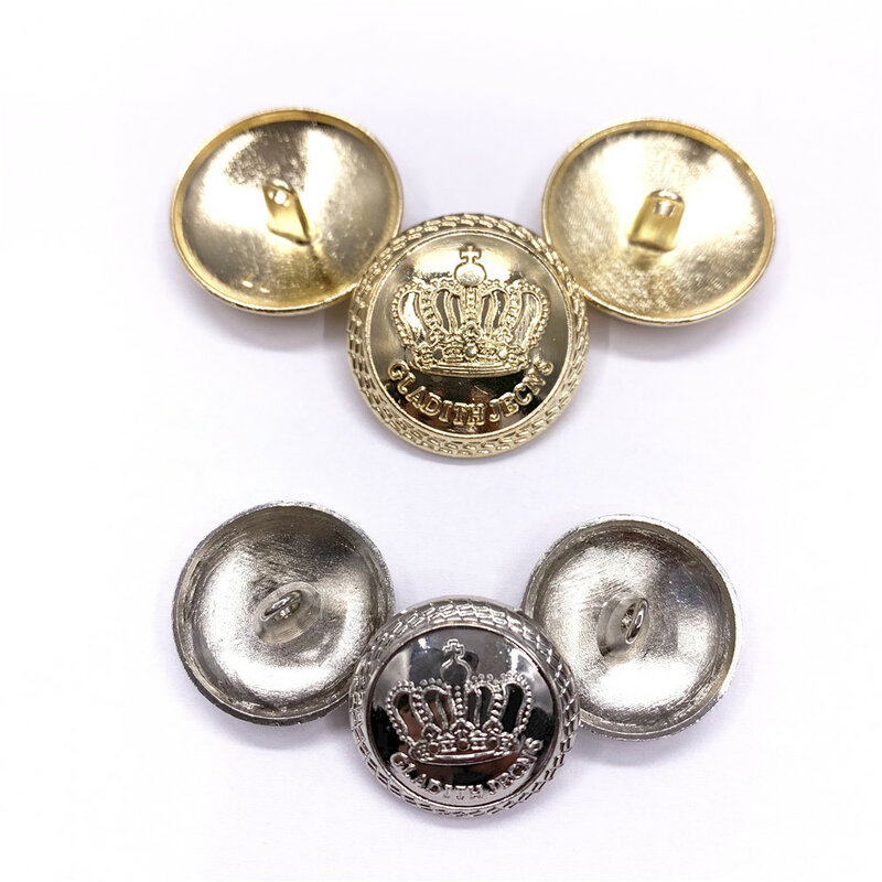 Korona metalowy przycisk złoty lub srebrny colorz sweter płaszcz przyciski dekoracyjne akcesoria DIY 10 sztuk/partia JS-0001