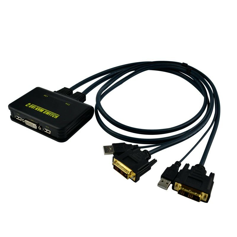 2 Port KVM DVI SWITCH USB 2.0 DVI KVM Converter Switcher Audio Video Kabel FR Monitor Komputer Tastatur Maus