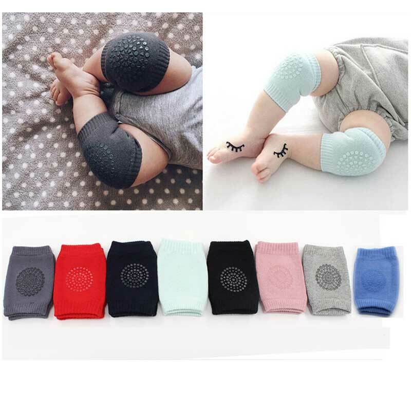 Coppia ginocchiere per bambini protezione ginocchiera per bambini scaldamuscoli traspiranti in Mesh spesso cuscino per ginocchio antiscivolo in cotone per neonato