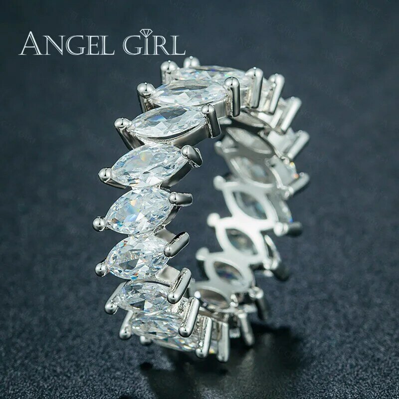Angel Girl Luxury Geometric Design Women Fashion Wedding Ring Rose Gold Ring Rings For Women Summer Engagement Jewelry 4 colour