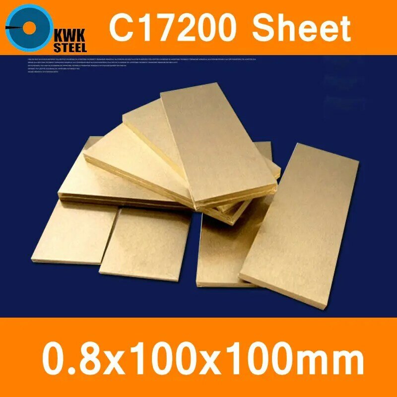 0.8*100*100mm placa de folha de bronze berílio c17200 cube2 cb101 toct bpb2 material do molde corte a laser nc frete grátis