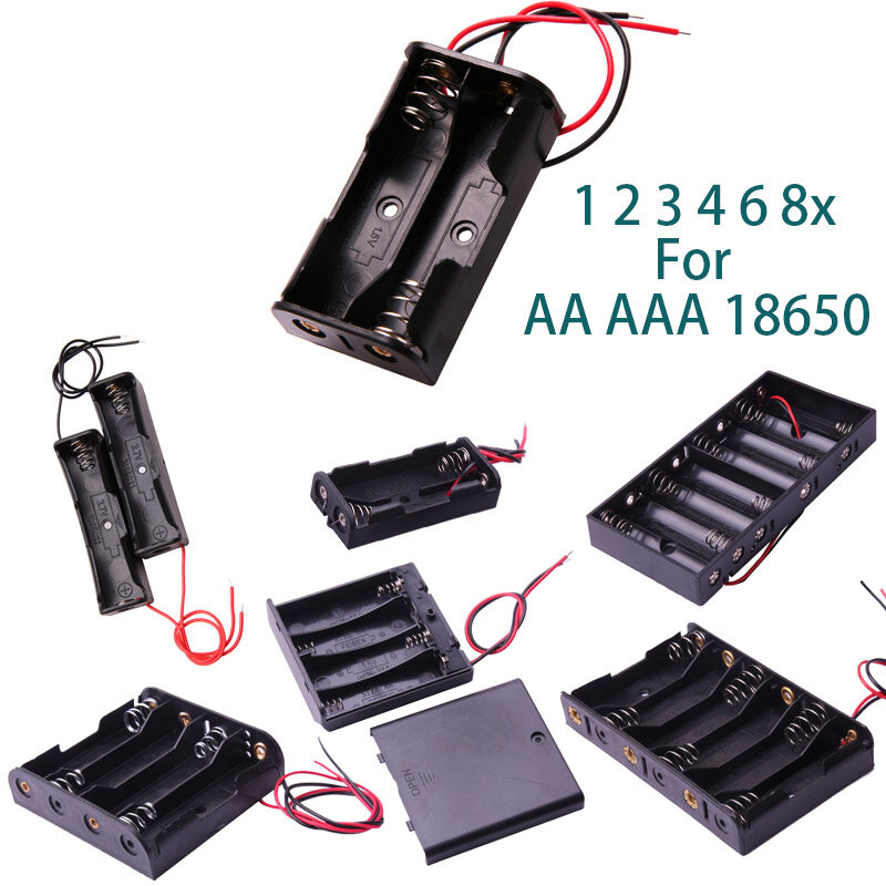 Glyduino-caja de compartimento de batería para conexión AA AAA 18650, 1, 2, 3, 4, 6, 8x, tapa sellada y medio abierta, caja de soporte de batería