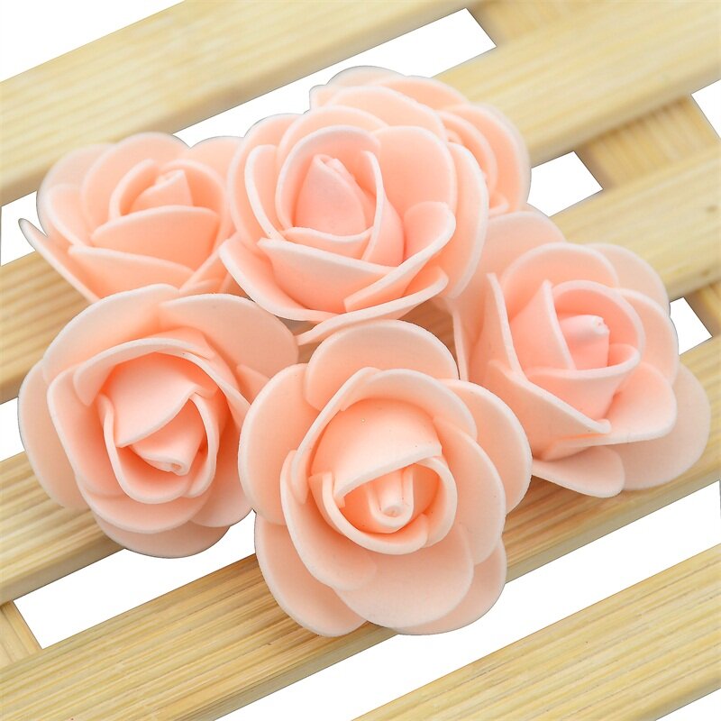 100 Stuks 3.0Cm Mini Kunstmatige Bloem Pe-schuim Rose Hoofd Handgemaakte Diy Bruiloft Woondecoratie Valentijnsdag Supplies krans Craft