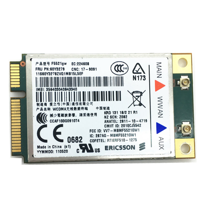 W przypadku Ericsson F5521GW 60Y3279 bezprzewodowy 3G WWAN Karta PCI-E GPS 3G modułem do T420 L420 W520