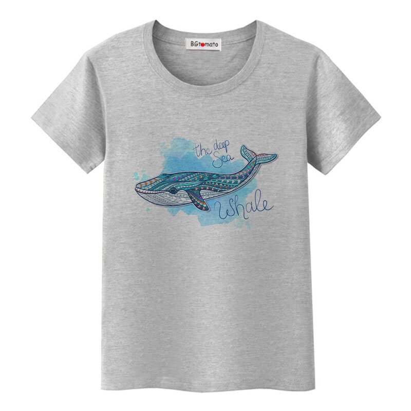 Супер крутая футболка BGtomato с принтом Кита, оригинальная брендовая качественная Повседневная футболка, летние топы с милыми животными, китами