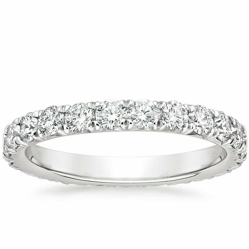 Aew 14K Wit Goud 1.8Mm Def Kleur Cvd Hpht Lab Gegroeid Diamant Eternity Trouwring Voor Vrouwen Dames Ring