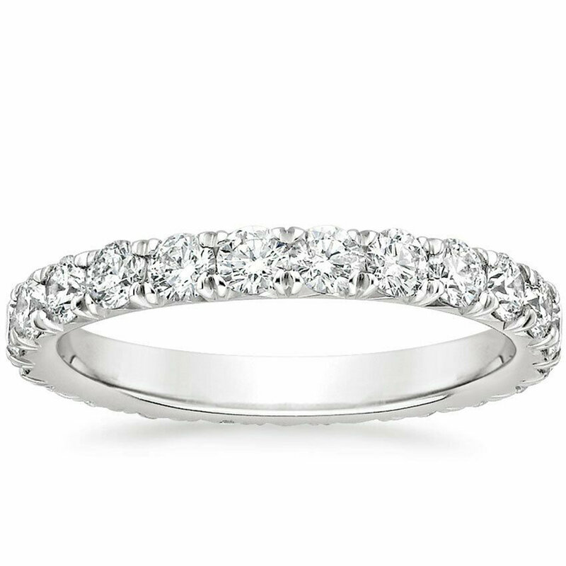 AEW-Aliança de Casamento Eterna para Mulheres, Ouro Branco 14K, 1.8mm de Cor DEF, CVD, HPHT, Diamante Cultivado em Laboratório, Anel Feminino