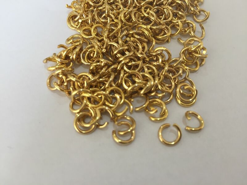 Lote de anillos de salto, joyería de mano, color dorado y acero inoxidable, 1x6mm, 1x7mm, 50 unidades
