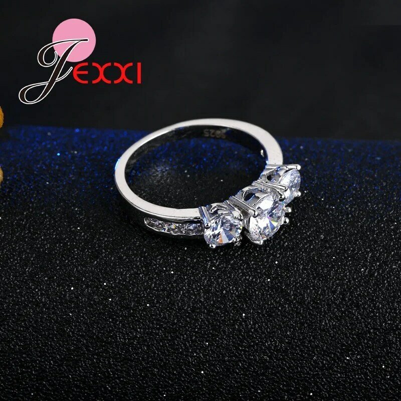 Joias de prata esterlina 925 para mulheres e meninas, acessórios de joia de casamento, compromisso anéis transparente com cristal cz preço de atacado