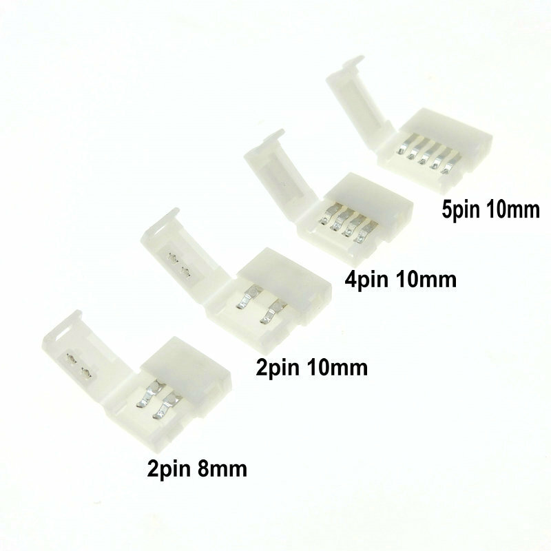Connecteurs de bande LED, connecteur de soudage gratuit, 2 broches, 8mm, 2 broches, 10mm, 4 broches, 10mm, 5 broches, 10mm, lot de 5 pièces
