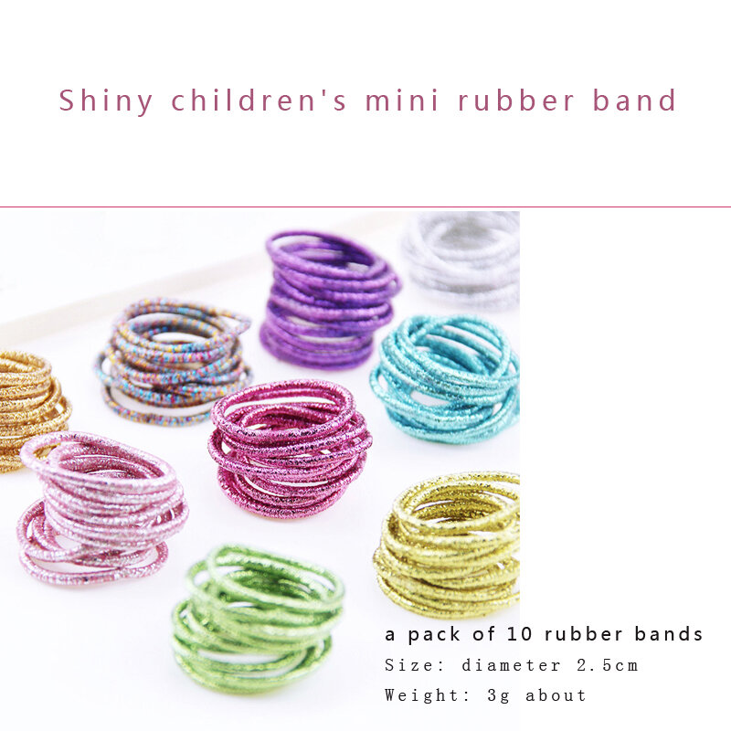 10PCS/Lot Kids Shiny Hair Accessories Hairbands Ponytail Holder Girls Scrunchies High Elastic Thumb Mini Rubber Band Hair Ropes