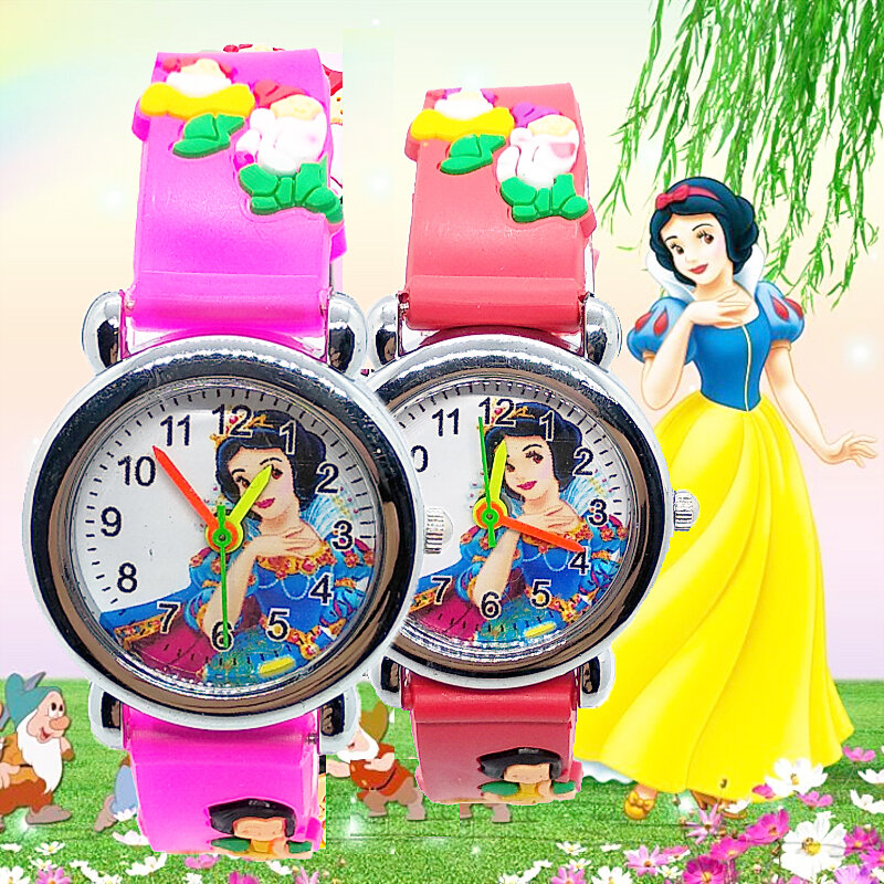 Montre de luxe pour filles, montre-bracelet à quartz pour enfants, horloge pour femmes, cadeau d'anniversaire, dessin animé princesse