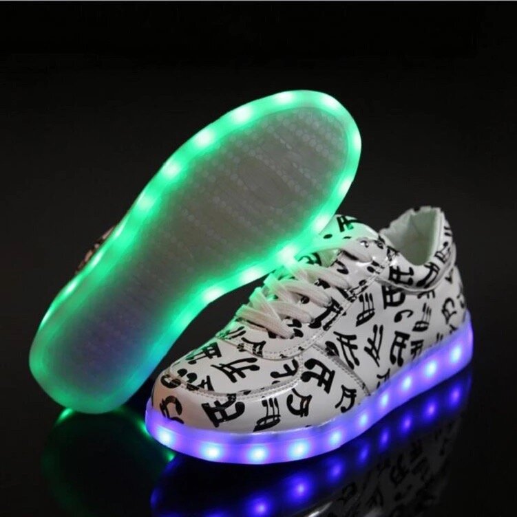 UncleJerry nota musicale Sneakers a Led incandescenti per ragazzi, ragazze, uomini e donne ricarica USB scarpe luminose scarpe da festa per adulti